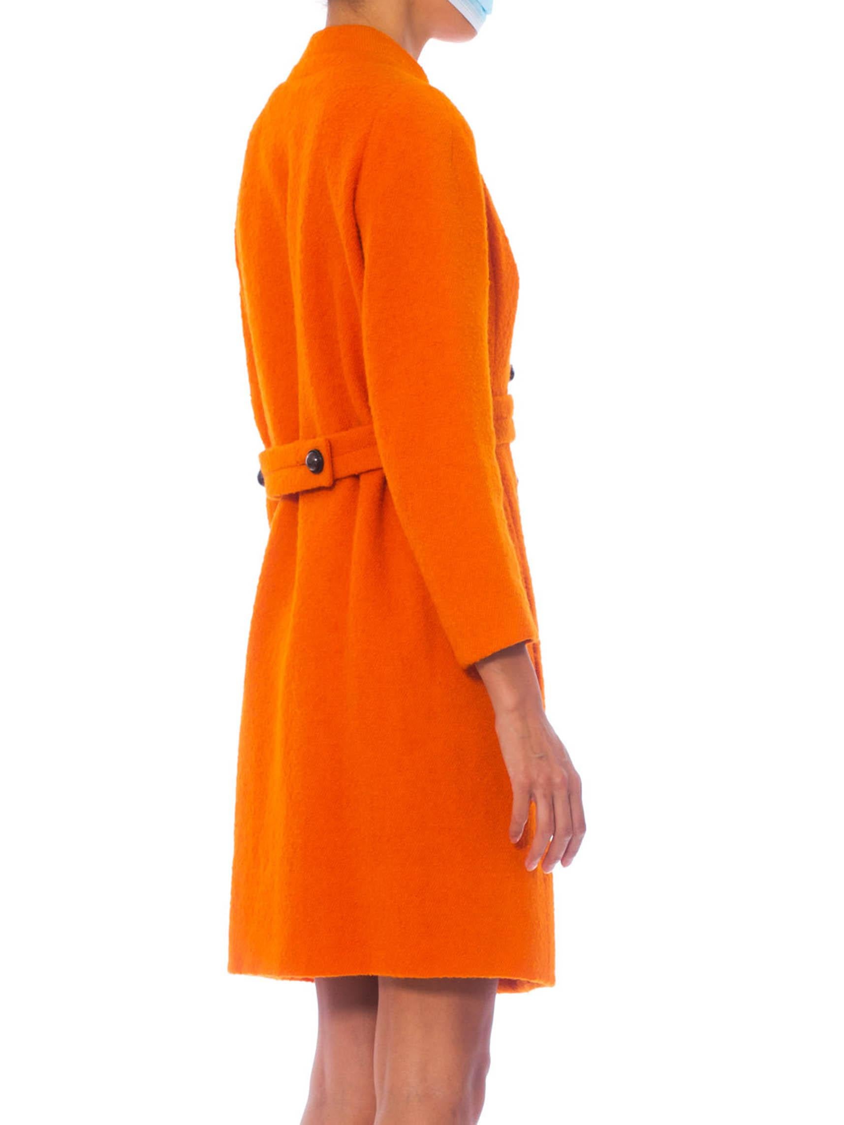 1960S GALANOS Orange Wool Boucle Mod Shift Dress Fully Lined In Silk With Pocke 1