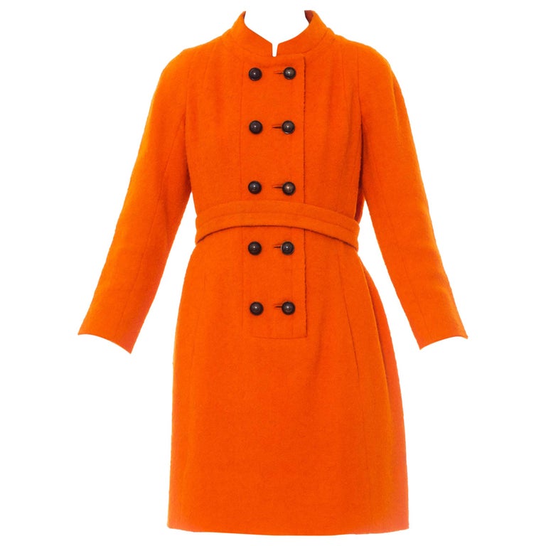 1960S GALANOS Orange Wool Boucle Mod Shift Dress Fully Lined In Silk ...