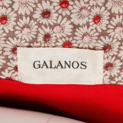 1960s Galanos Vintage Floral Print Mod Coat with Cropped Sleeves + Red Lining