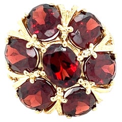 1960s Garnet Cluster Ring in 14k Yellow Gold