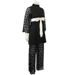 1960s Gene Stanley Black Lace Evening Ensemble