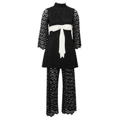 1960s Gene Stanley Black Lace Evening Ensemble