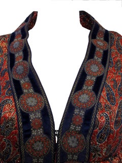 1960s Geoffery Beene Red Purple and Gold Brocade Evening Dress