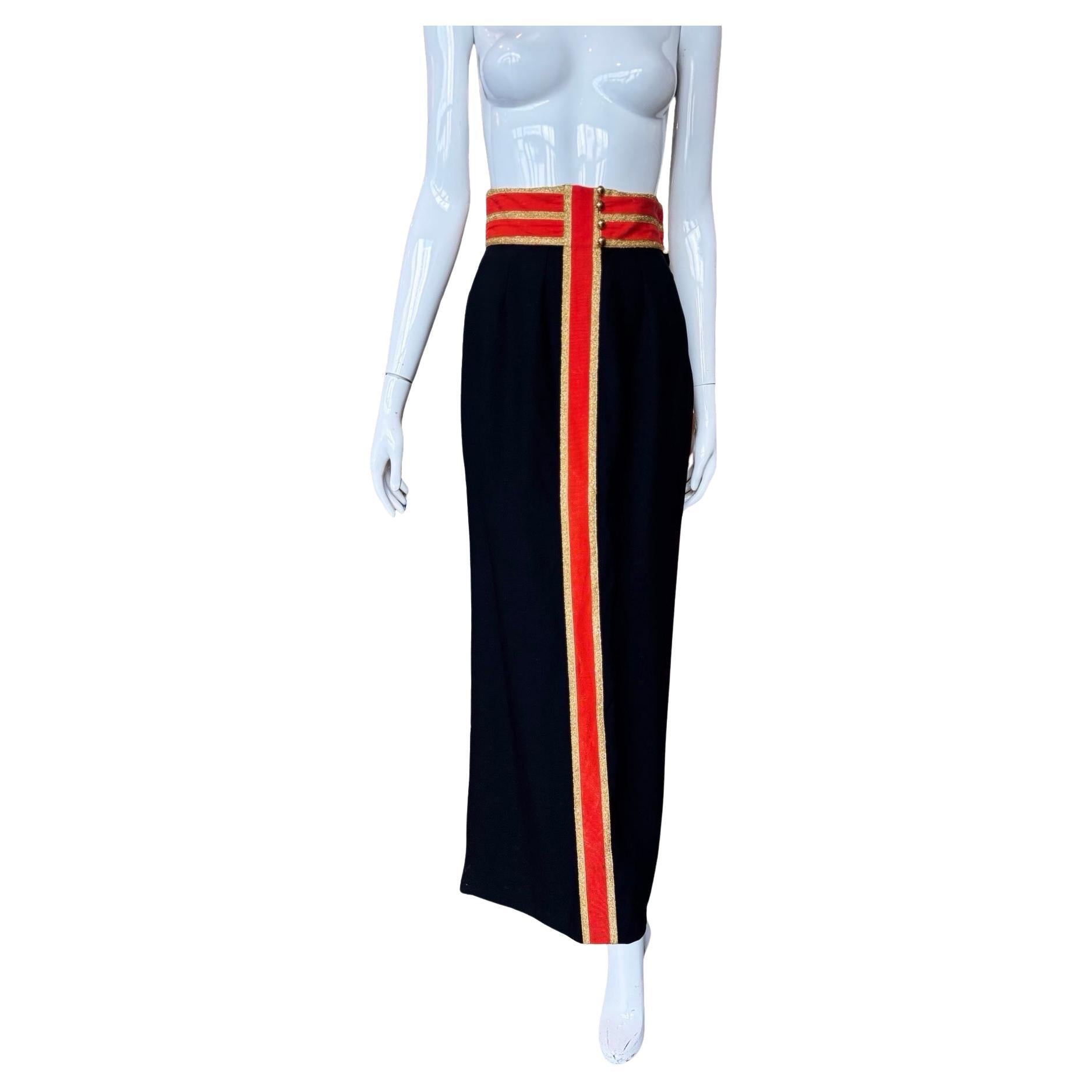 1960s Geoffrey Beene Bazaar Long Military Skirt For Sale