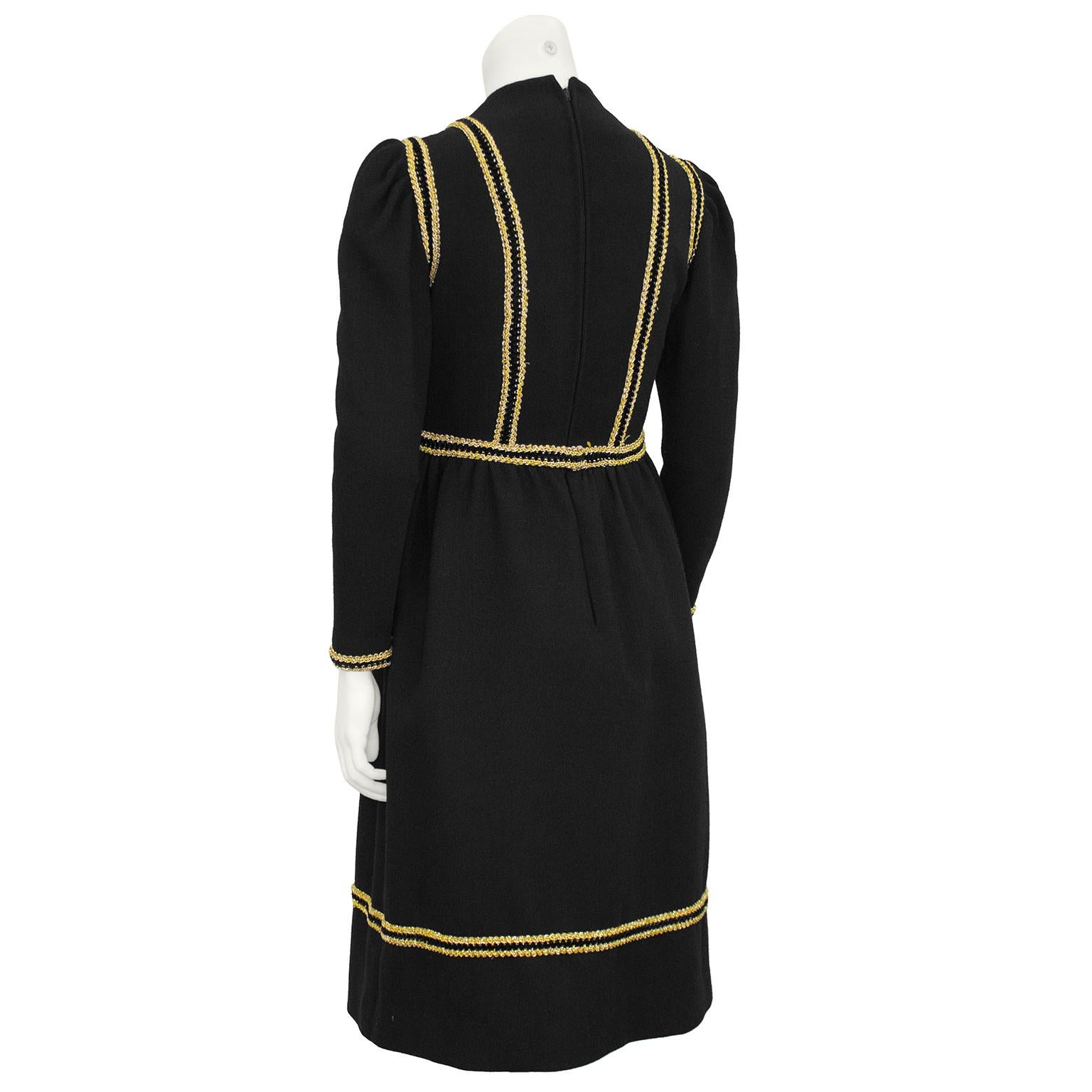 Vestido negro y dorado de Geoffrey Beene de los años 60 Negro en venta