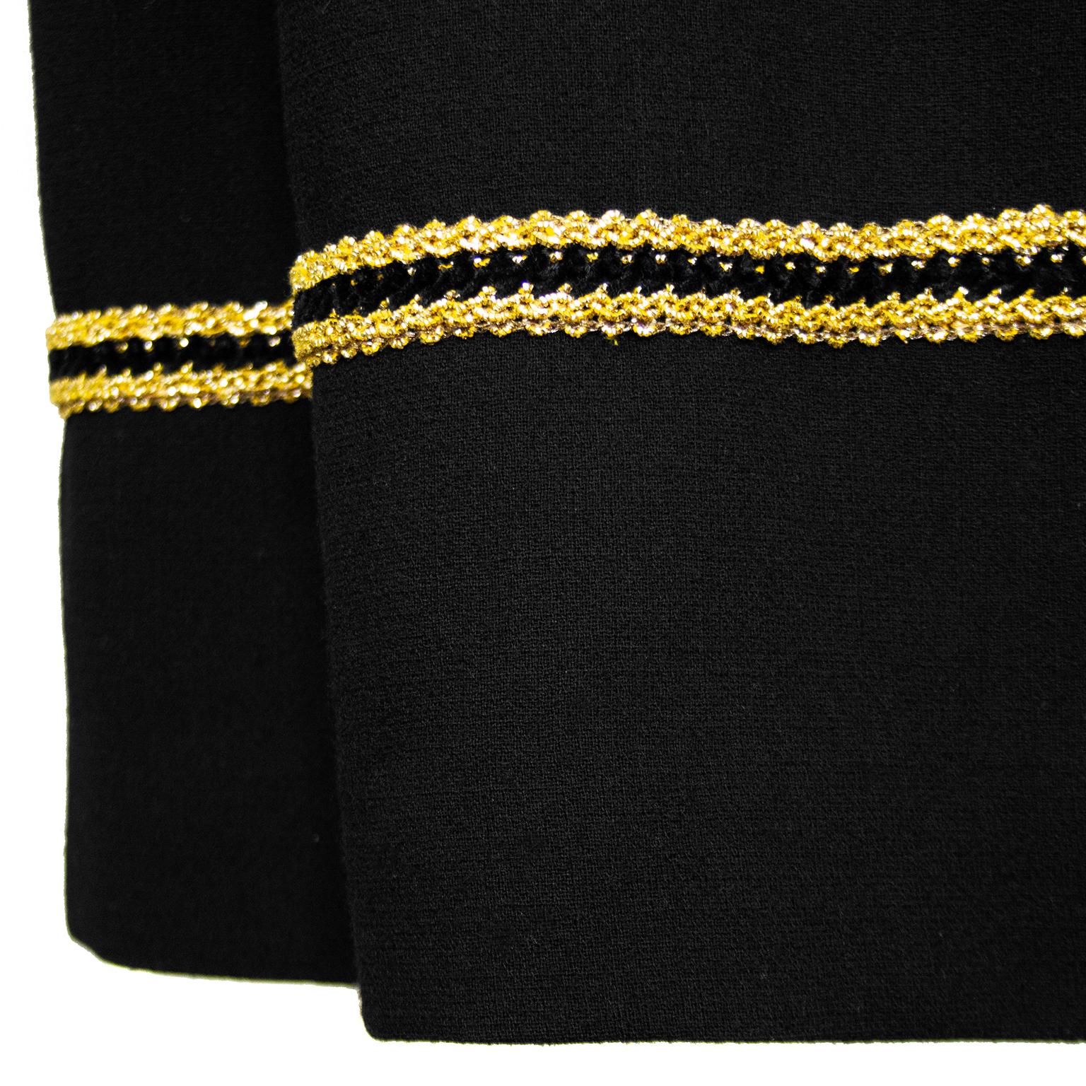 De las mujeres Vestido negro y dorado de Geoffrey Beene de los años 60 en venta