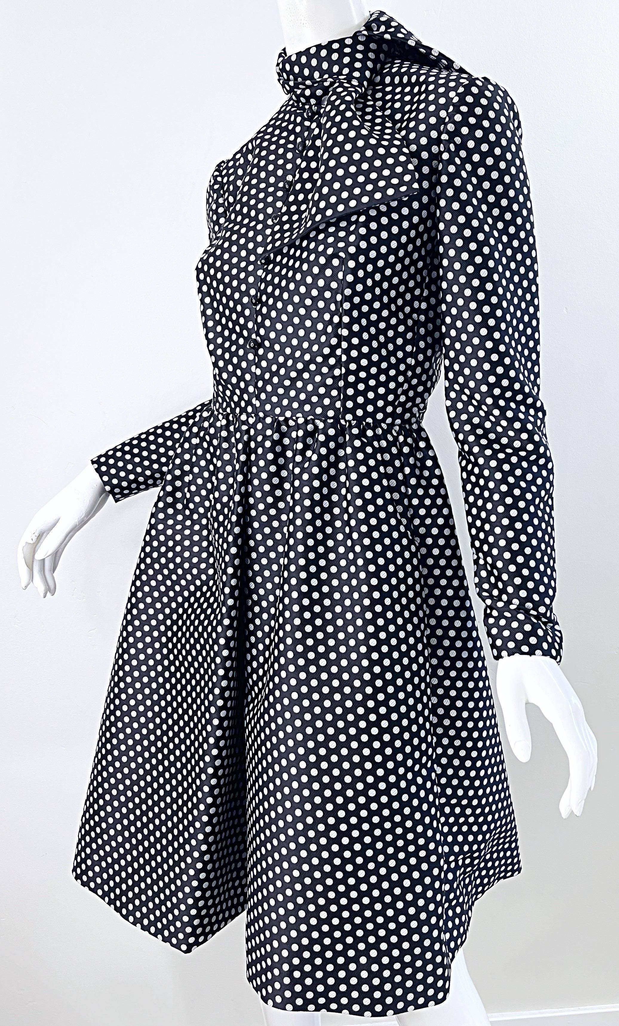 1960s Geoffrey Beene Black and White Vintage 60s Silk A Line Vintage 60s Dress For Sale 6