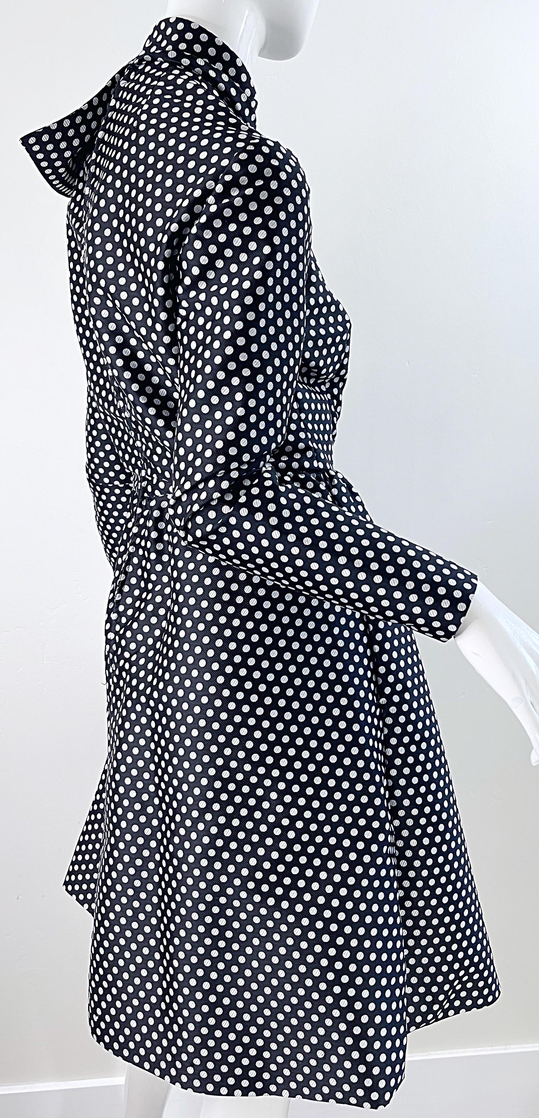 1960s Geoffrey Beene Black and White Vintage 60s Silk A Line Vintage 60s Dress For Sale 7