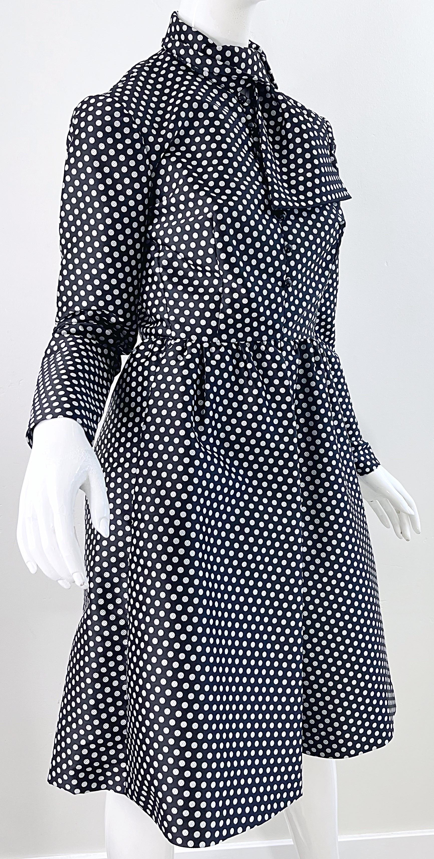 Women's 1960s Geoffrey Beene Black and White Vintage 60s Silk A Line Vintage 60s Dress For Sale