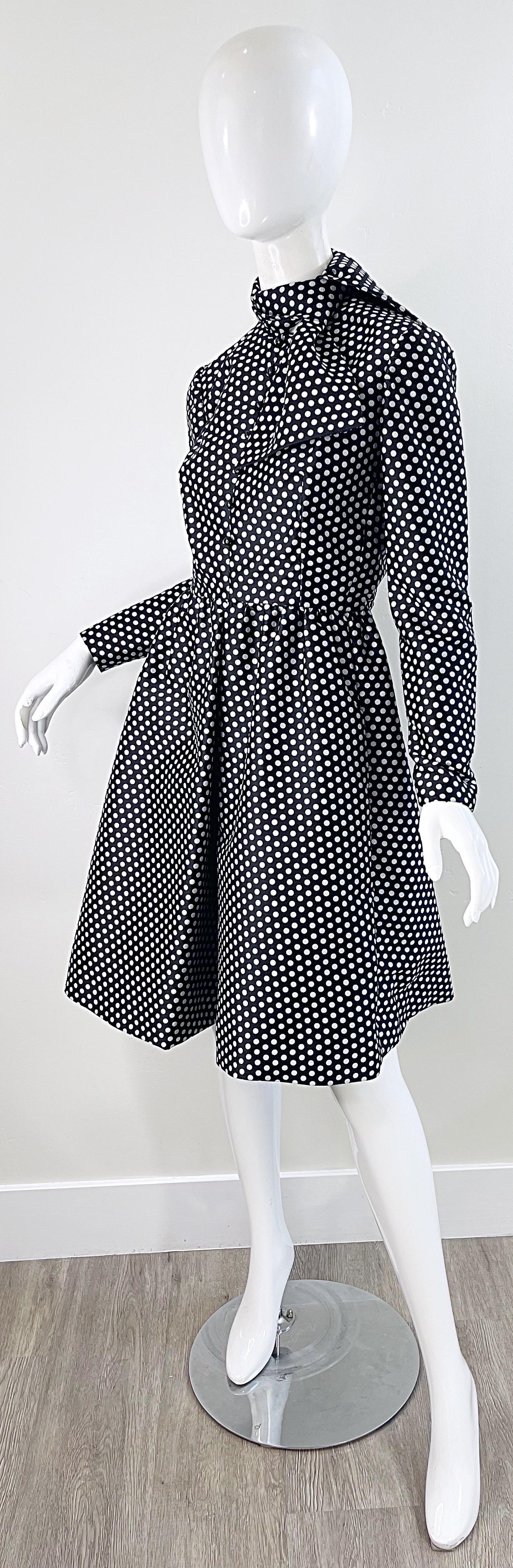 1960s Geoffrey Beene Black and White Vintage 60s Silk A Line Vintage 60s Dress For Sale 1
