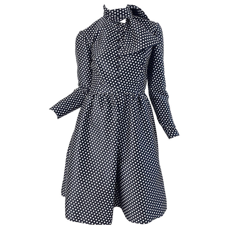 1960s Geoffrey Beene Black And White Vintage 60s Silk A Line Vintage 60s Dress
