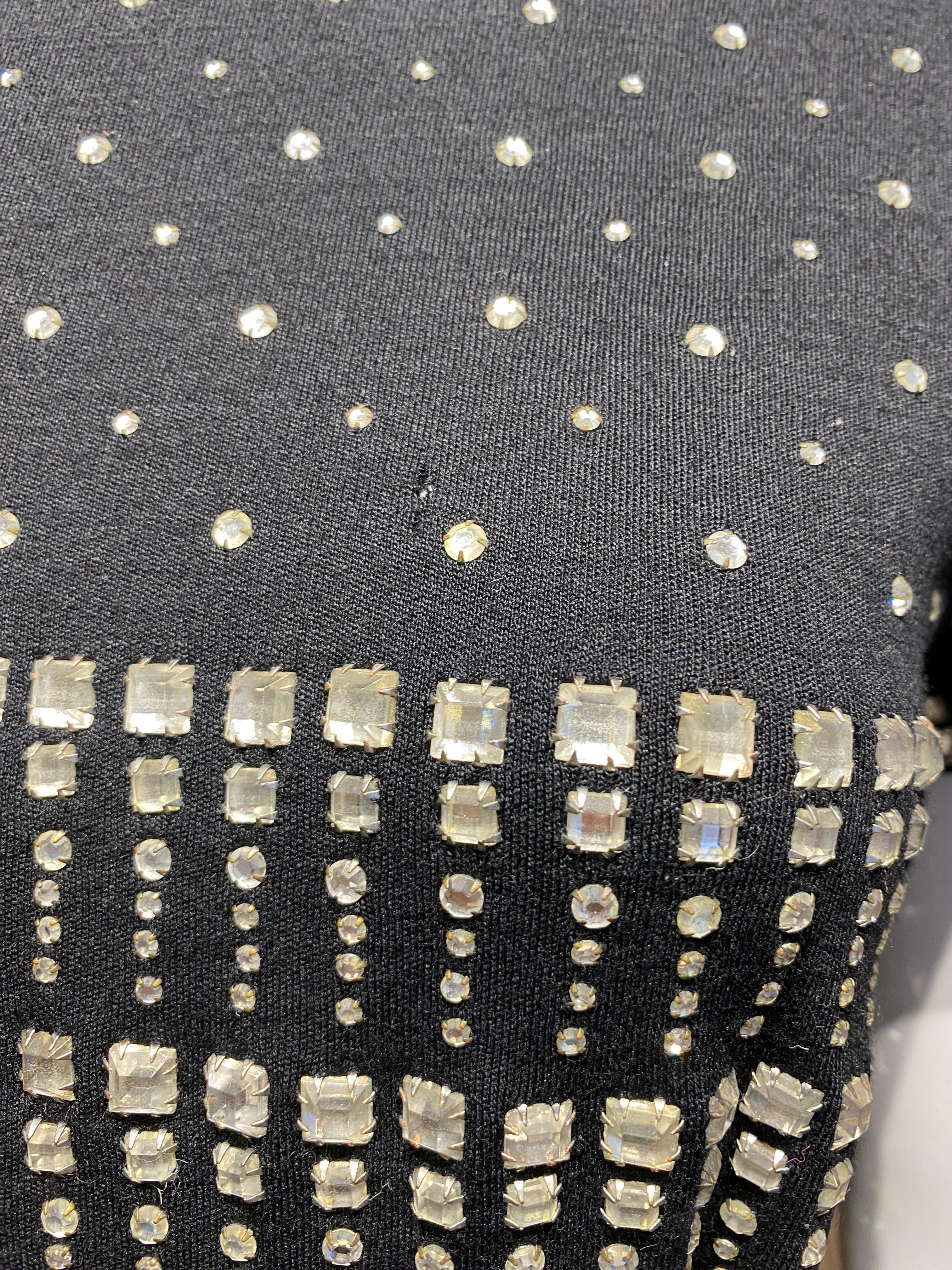 1960s Geoffrey Beene Black Knit Studded Jersey Maxi Dress For Sale 6