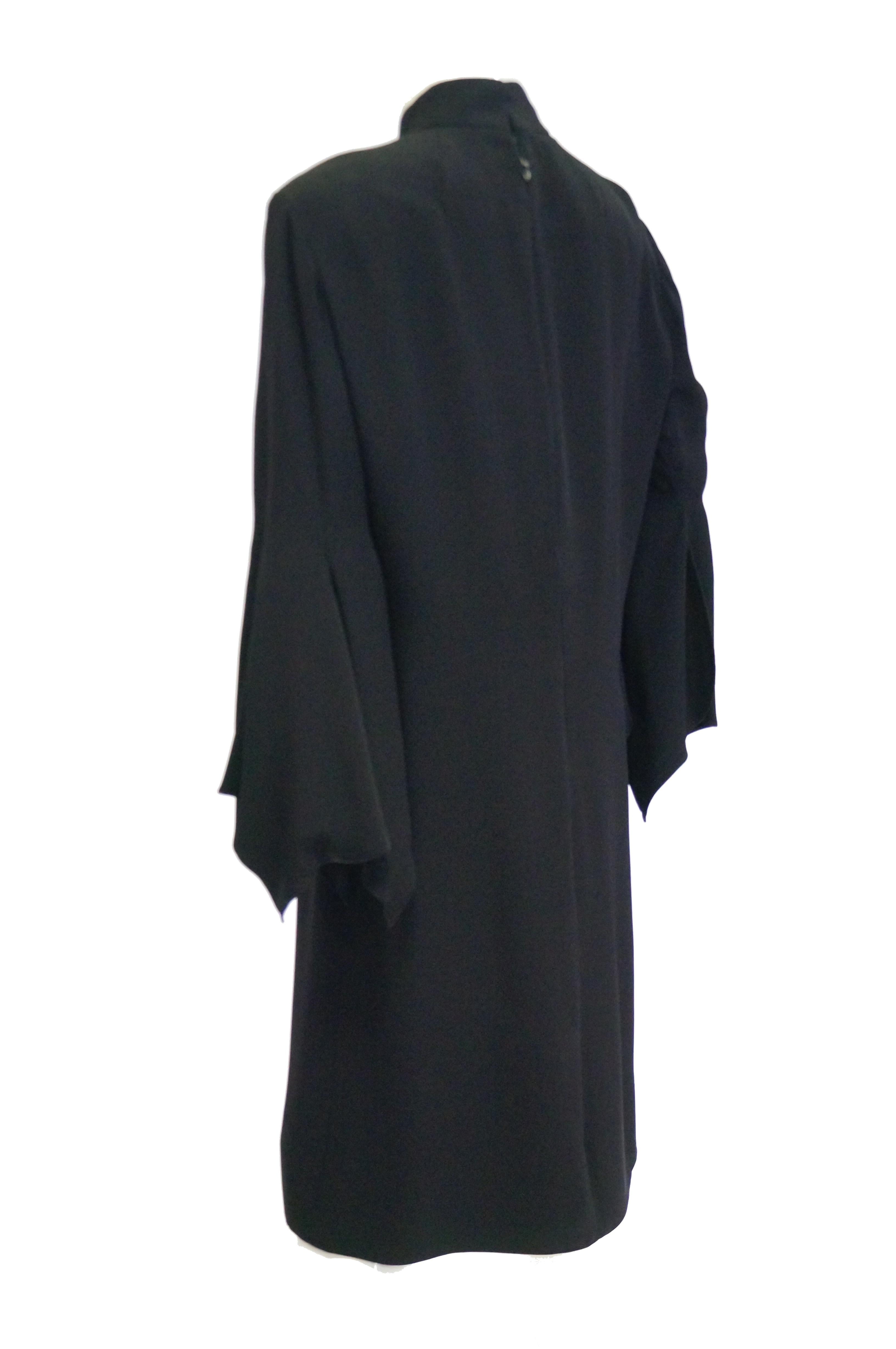 Women's 1960s Geoffrey Beene Black Petal Bell Sleeve Cocktail Dress For Sale