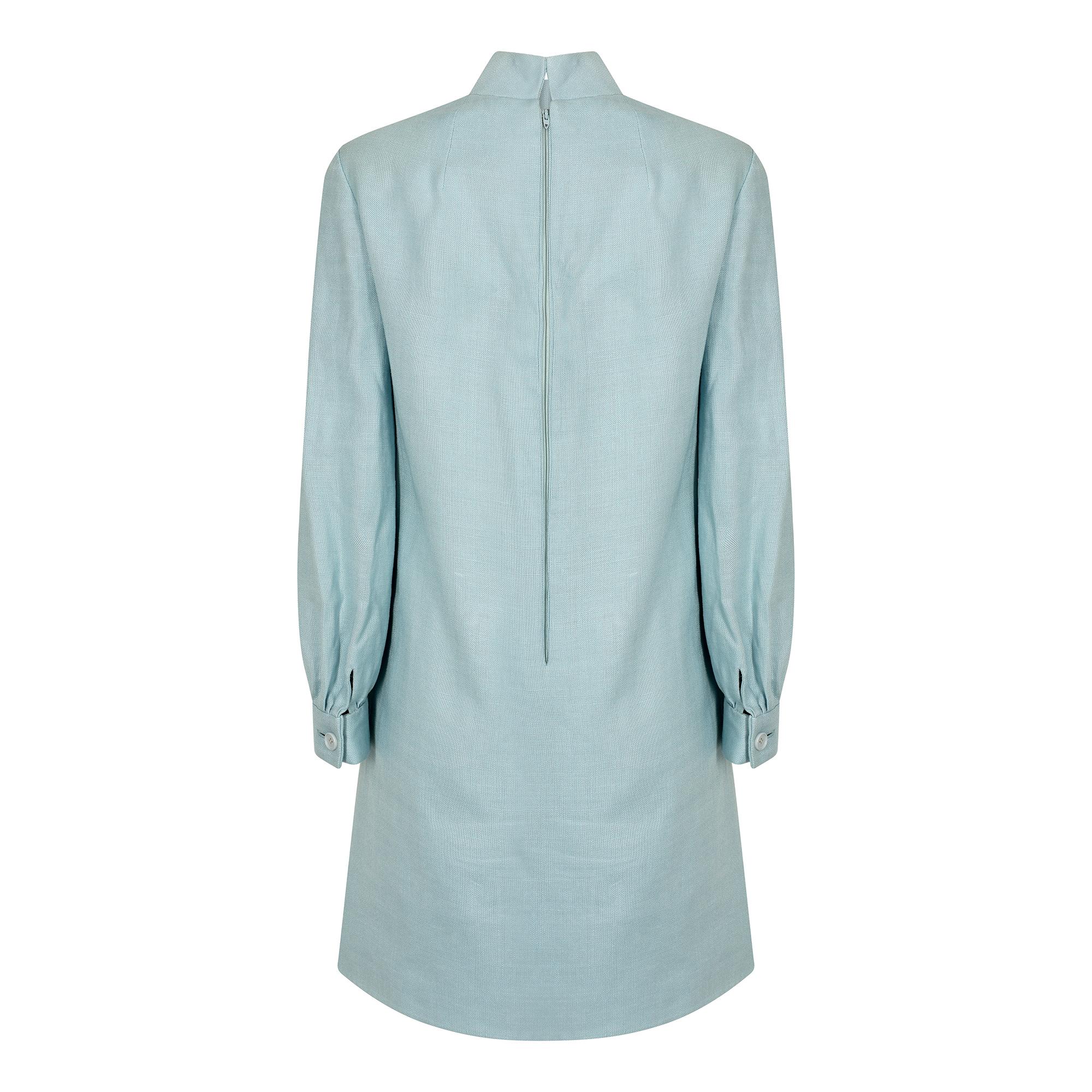1960s Geoffrey Beene Blue Linen Mod Dress In Excellent Condition In London, GB