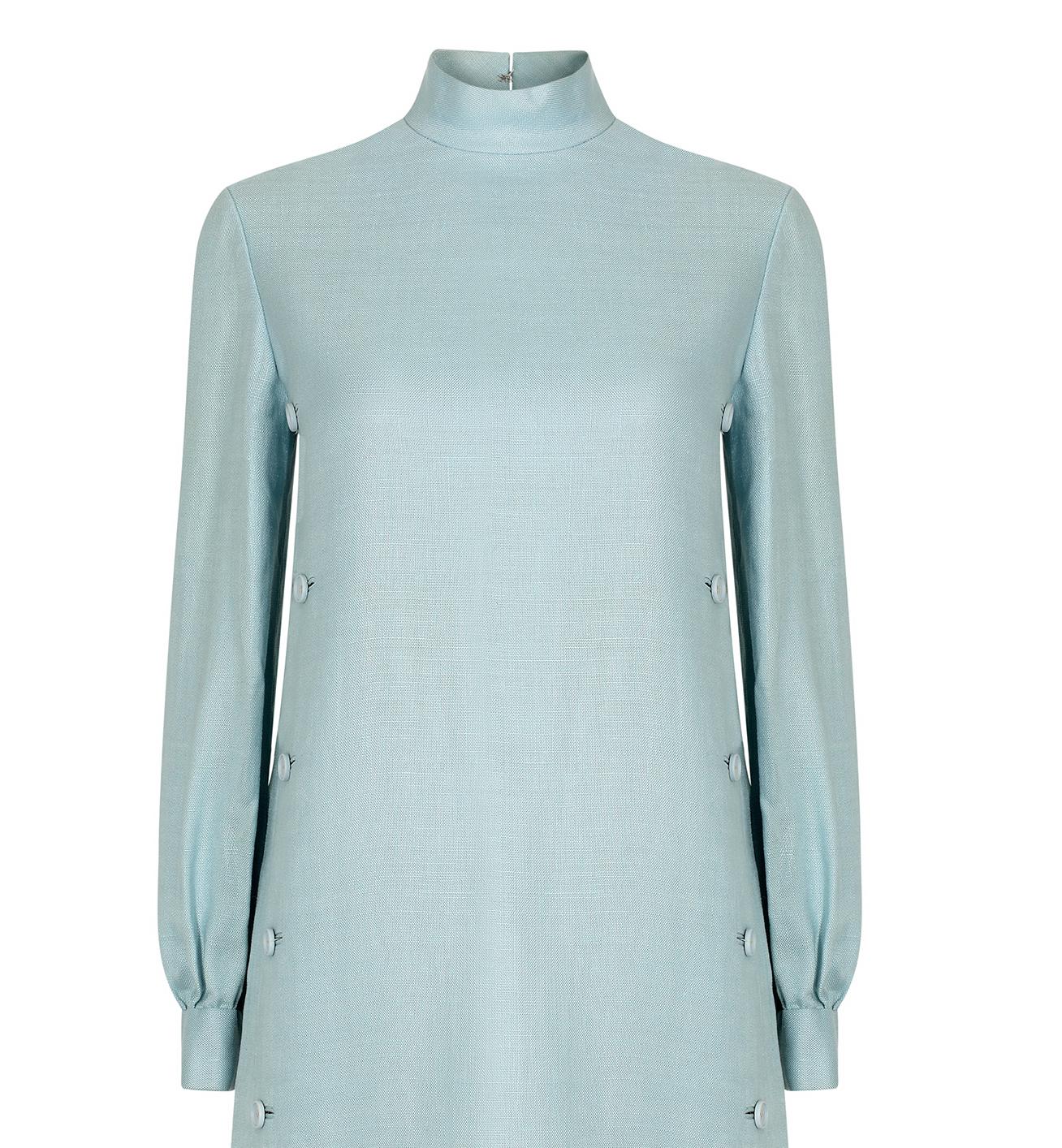 1960s Geoffrey Beene Blue Linen Mod Dress 1