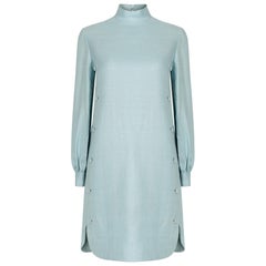 1960s Geoffrey Beene Blue Linen Mod Dress
