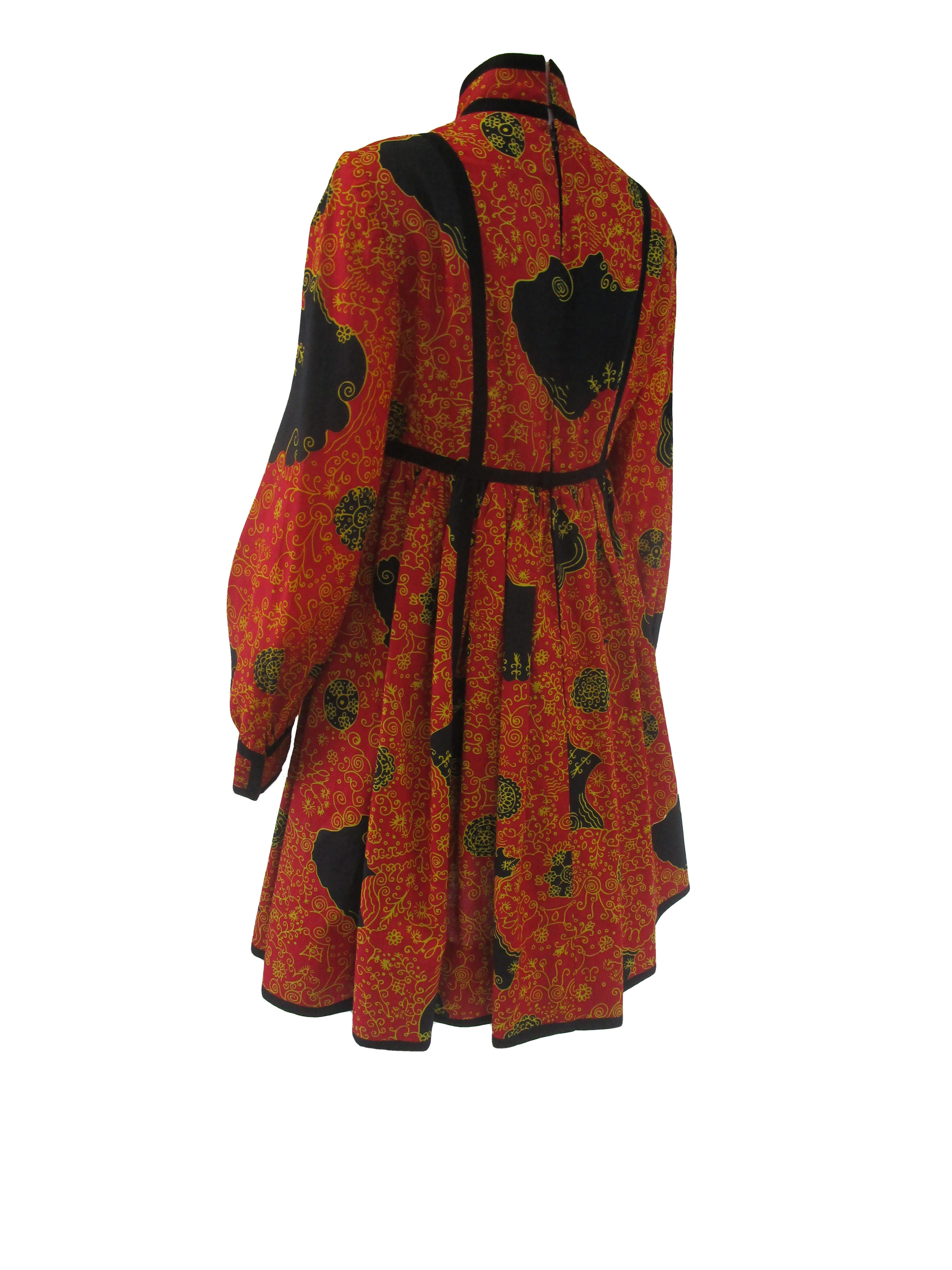 1960s Geoffrey Beene Decorative Printed Maxi Dress w Head Scarf  7