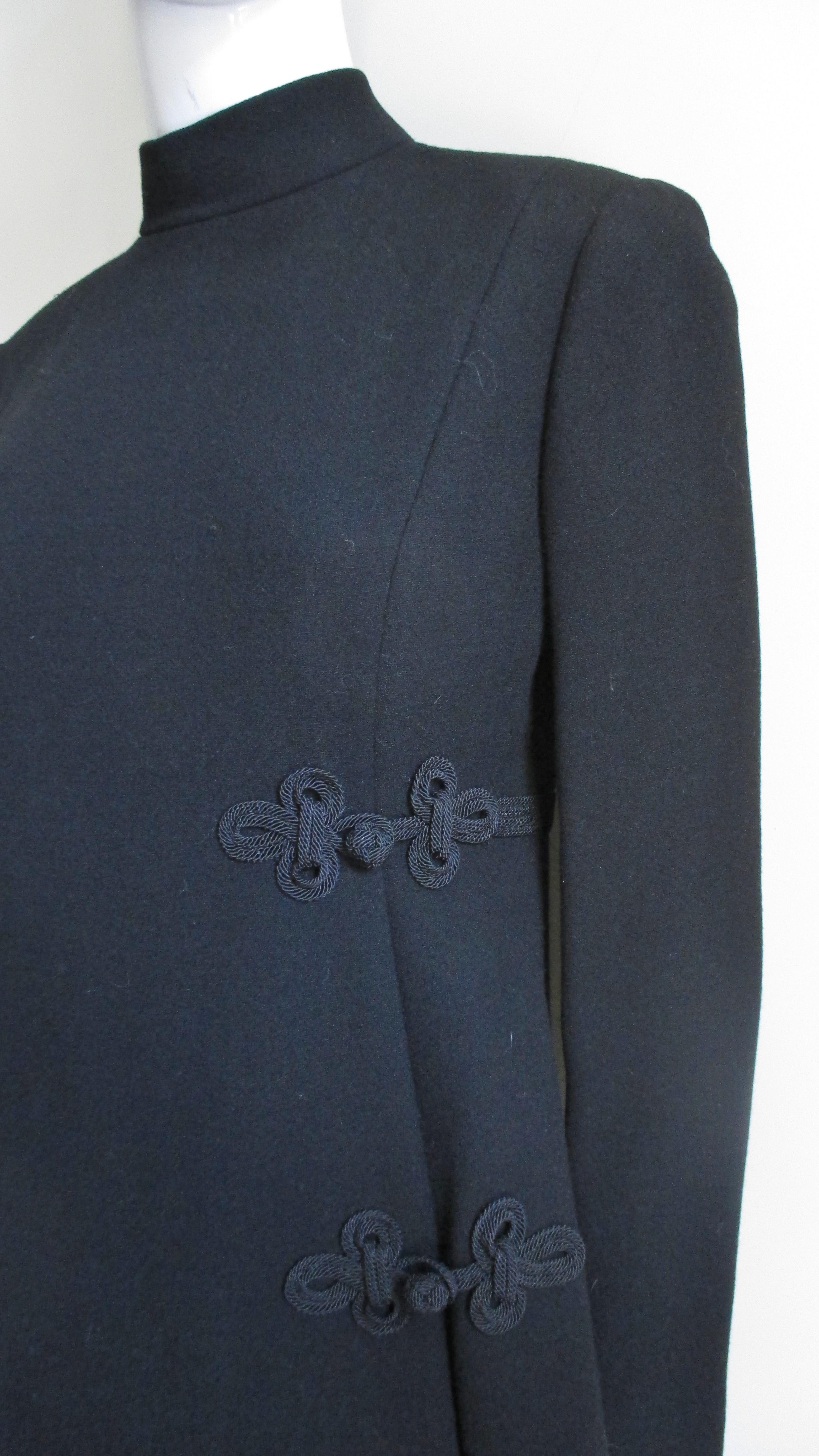 Black Geoffrey Beene 1960s Dress with Silk Knot Detail 