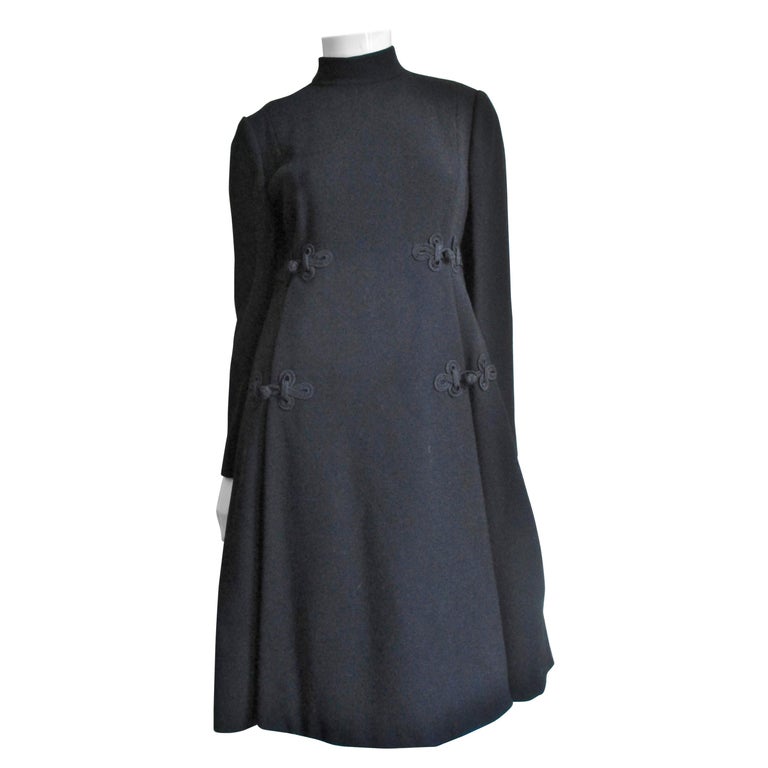 1960s Geoffrey Beene Dress with Silk Knots and Frogs Detail For Sale at