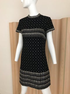 1960s Geoffrey Beene Black Wool Knit Embellished with Rhinestones