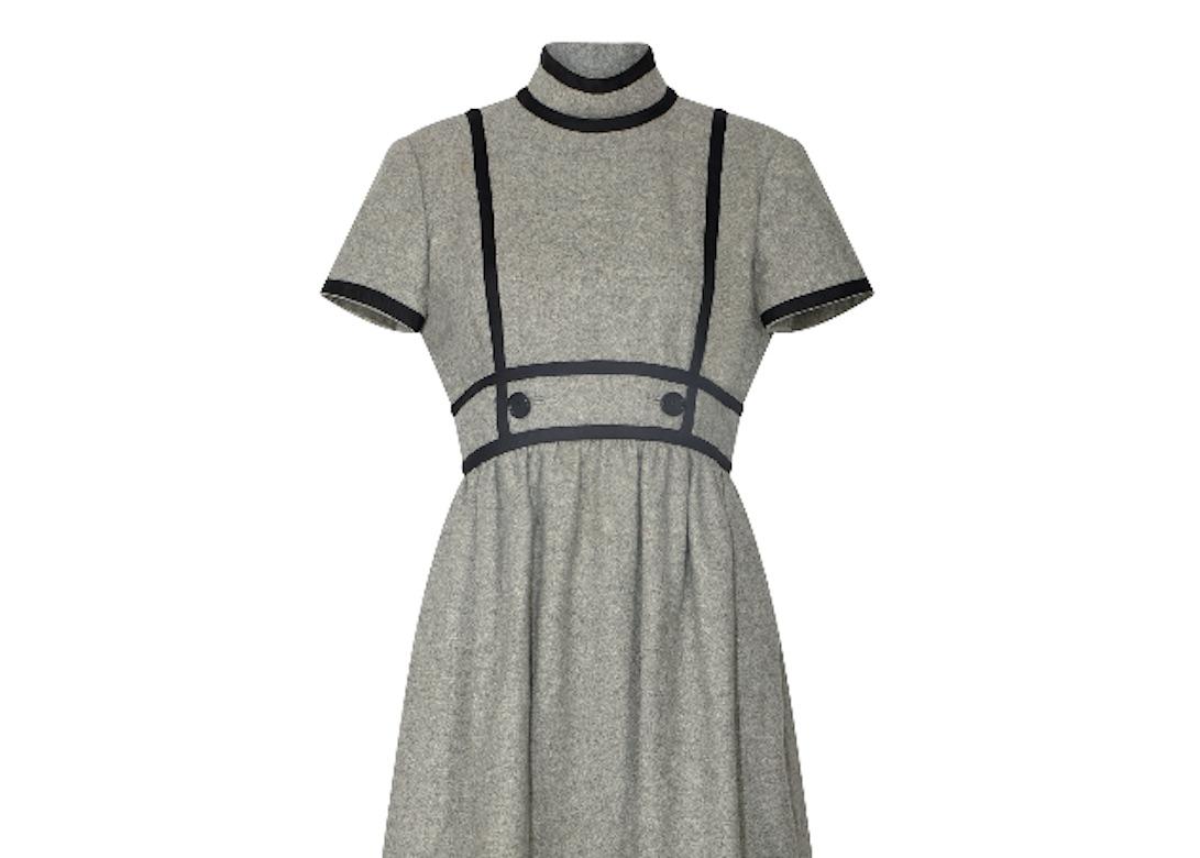 Women's 1960s Geoffrey Beene Grey Wool and Black Dress For Sale