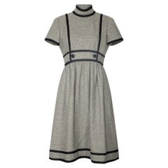 Vintage 1960s Geoffrey Beene Grey Wool and Black Dress