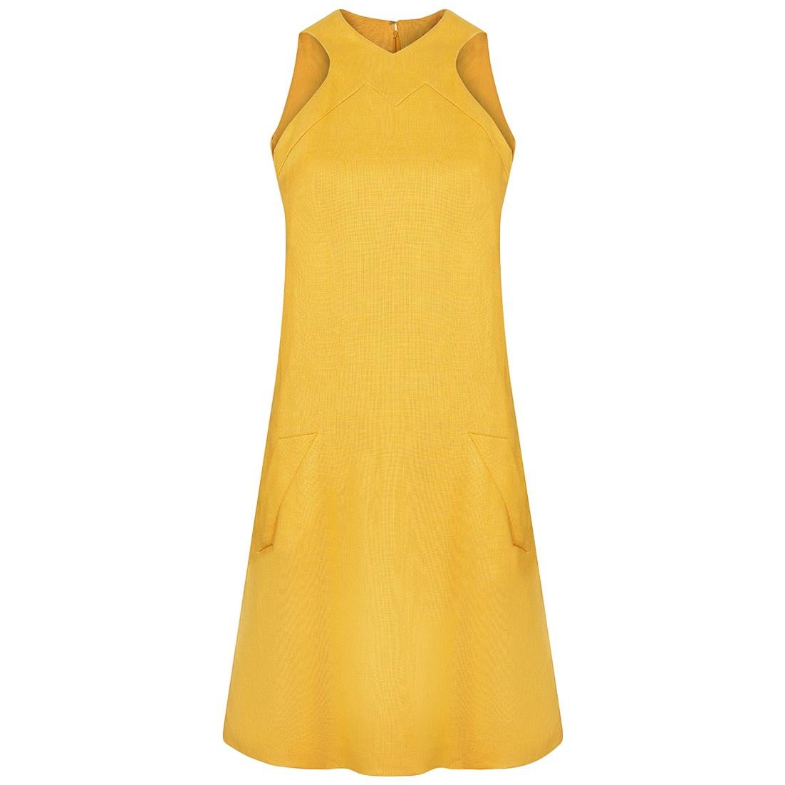 mustard yellow linen dress