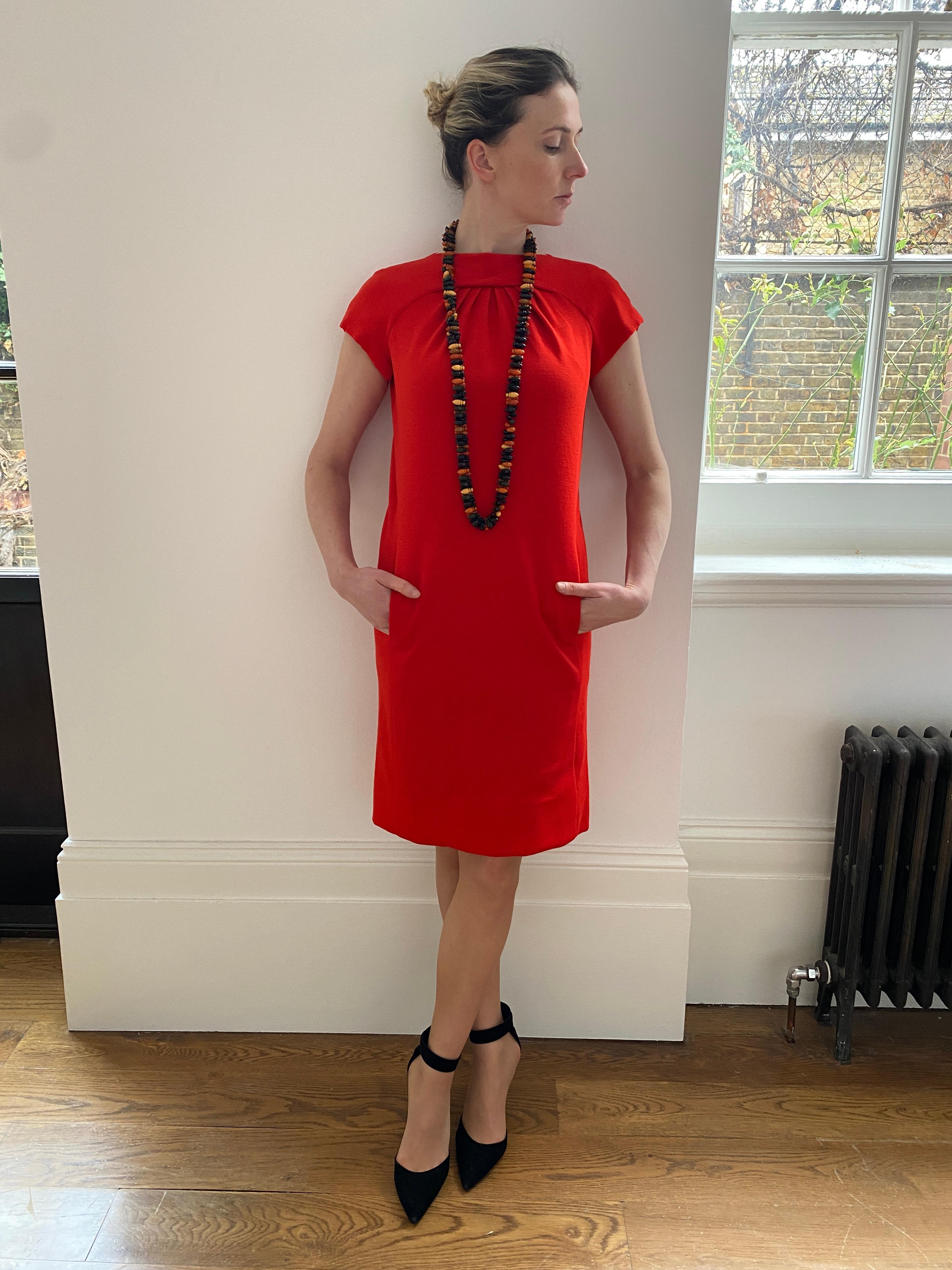1960s Geoffrey Beene Red Jersey Shift Dress For Sale 4