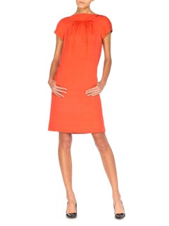 1960S GEOFFREY BEENE Coral Silk Mod Sheath Dress