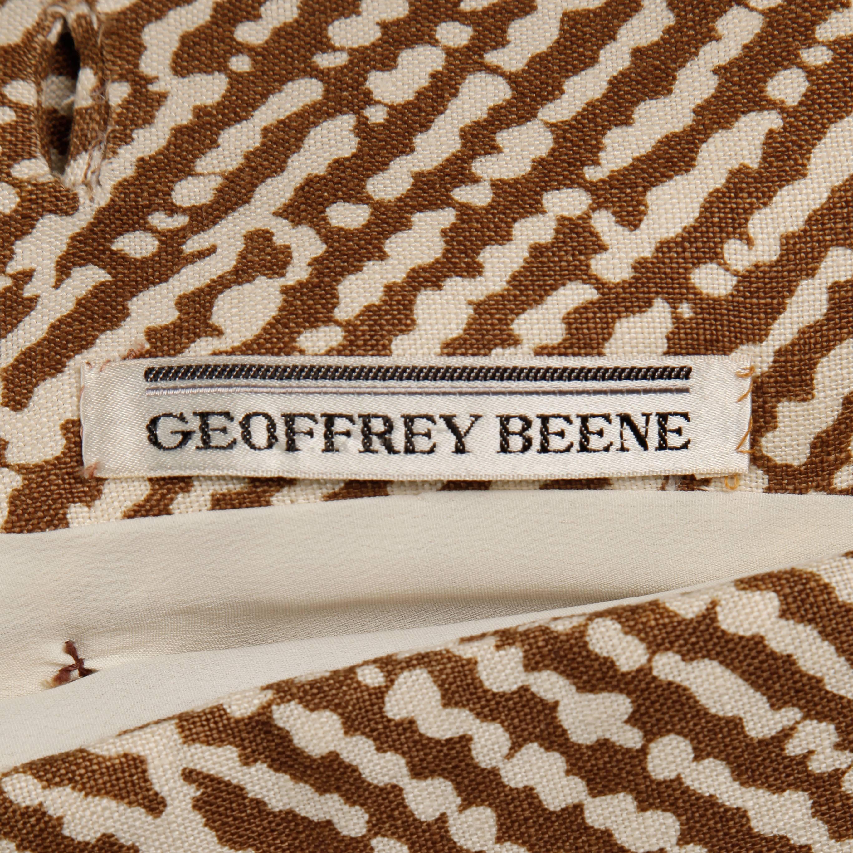 1960s Geoffrey Beene Vintage Brown 3-Piece Linen Skirt, Vest, Belt Suit Ensemble 4