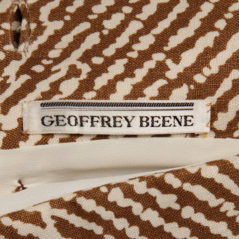 1960s Geoffrey Beene Vintage Brown 3-Piece Linen Skirt, Vest, Belt Suit ...