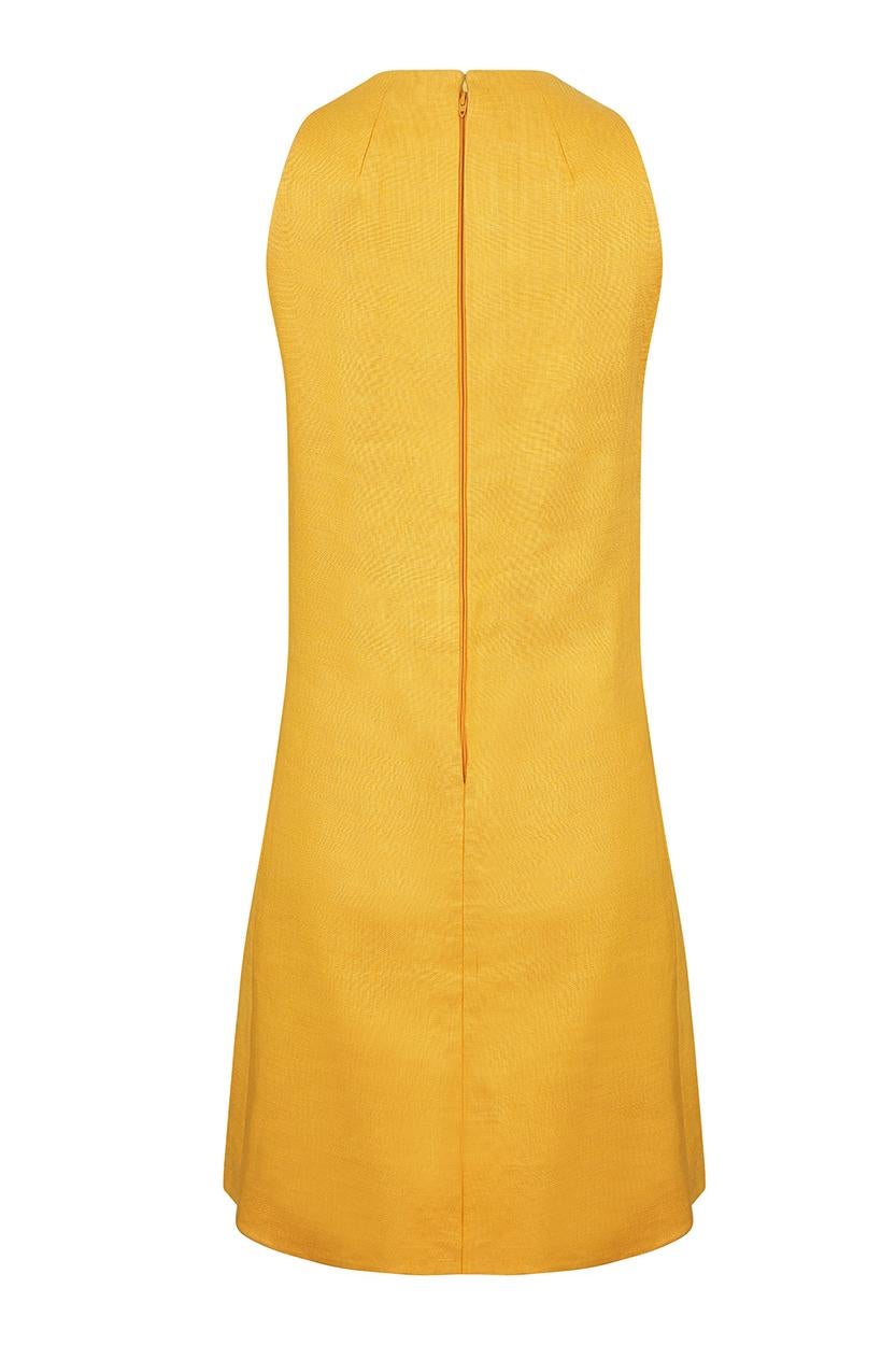 1960s Geoffrey Beene Yellow Linen Mod Dress  In Excellent Condition For Sale In London, GB