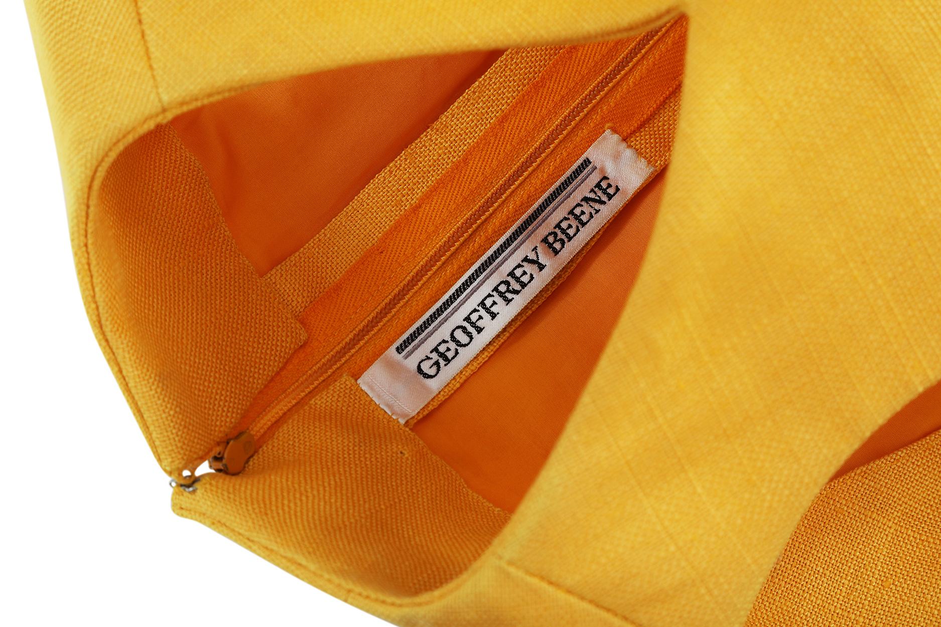 Women's 1960s Geoffrey Beene Yellow Linen Mod Dress For Sale