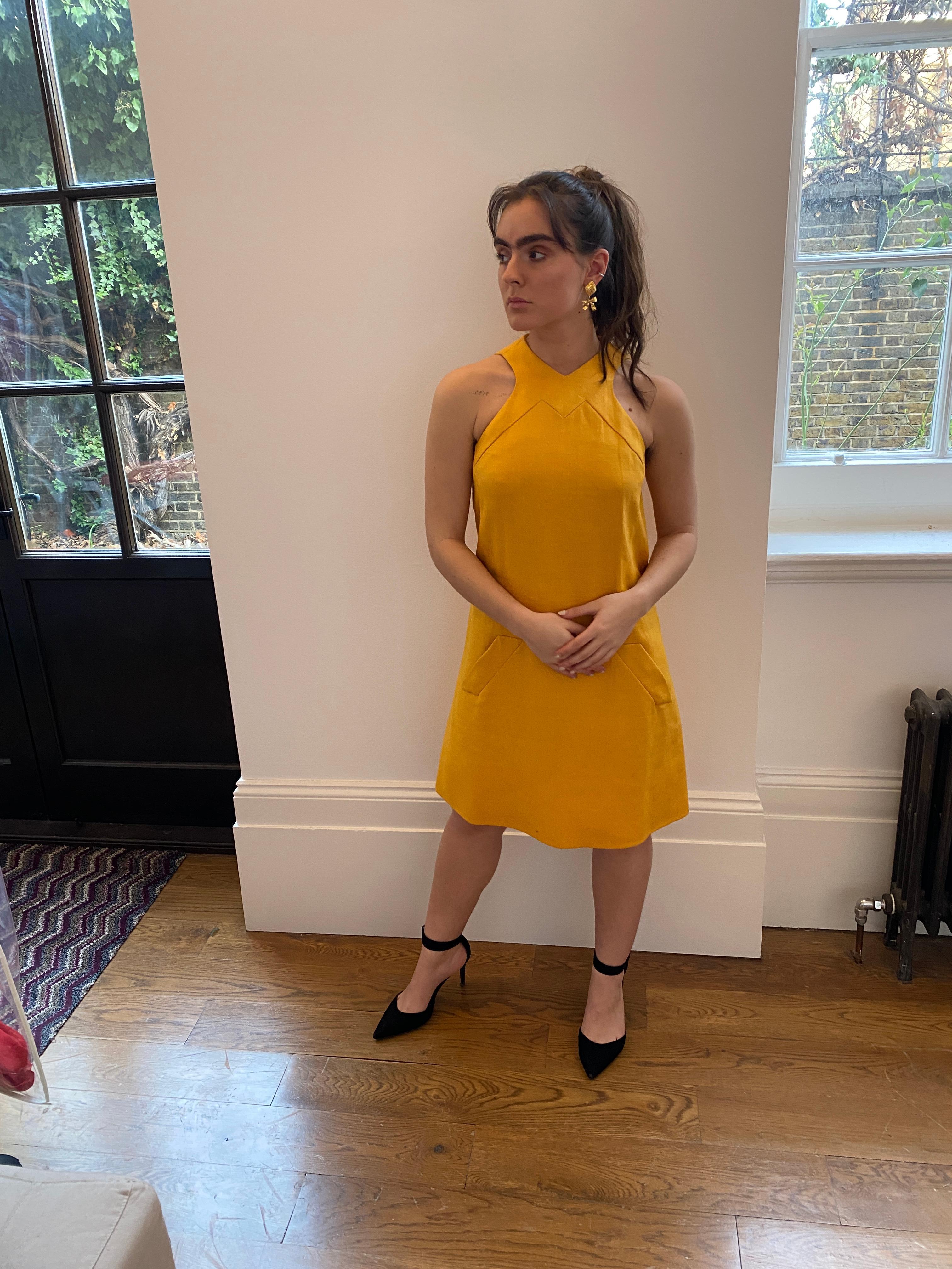 1960s Geoffrey Beene Yellow Linen Mod Dress  For Sale 2