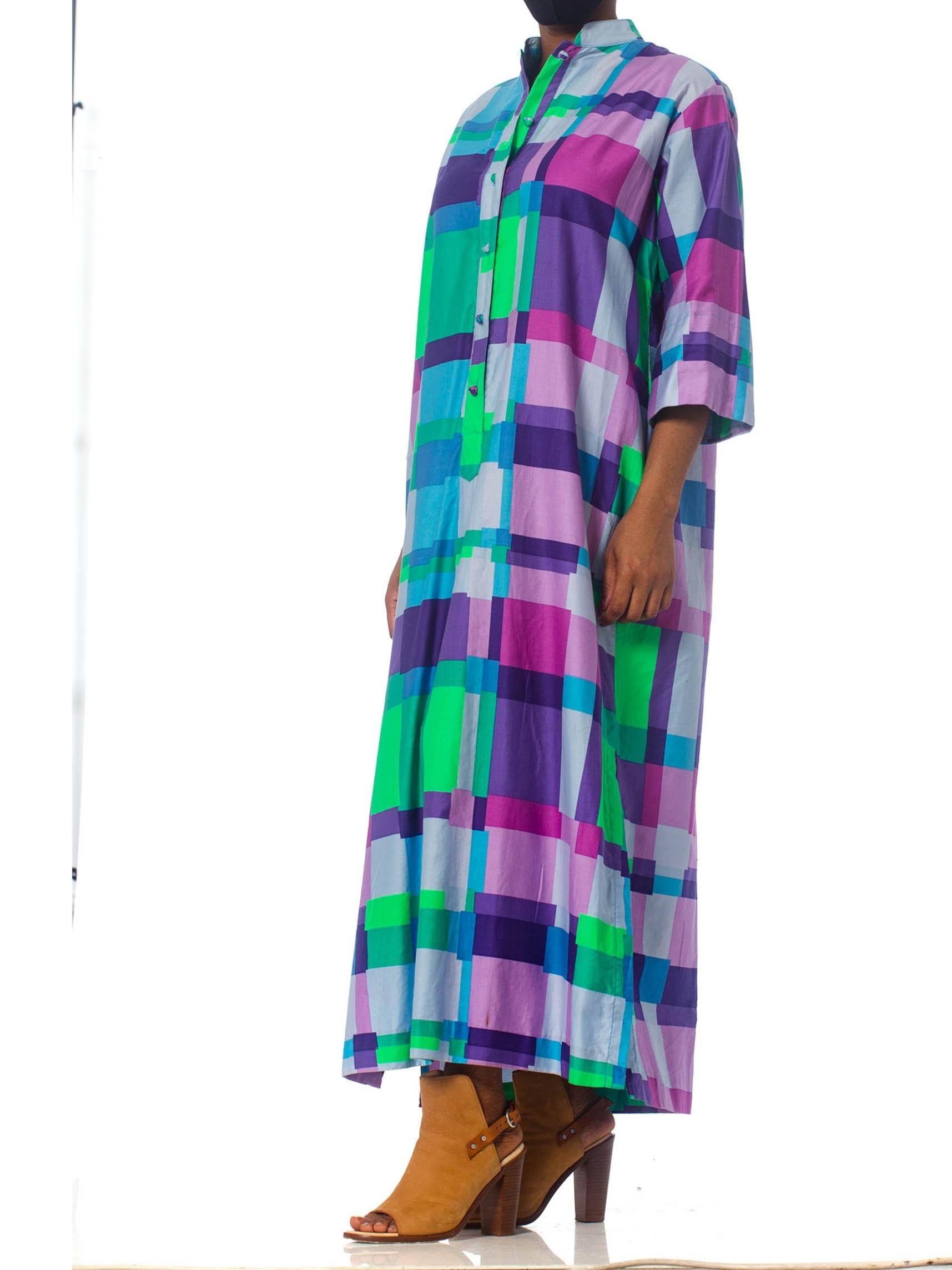 Women's 1960S Geometric Cotton Kaftan Dress For Sale