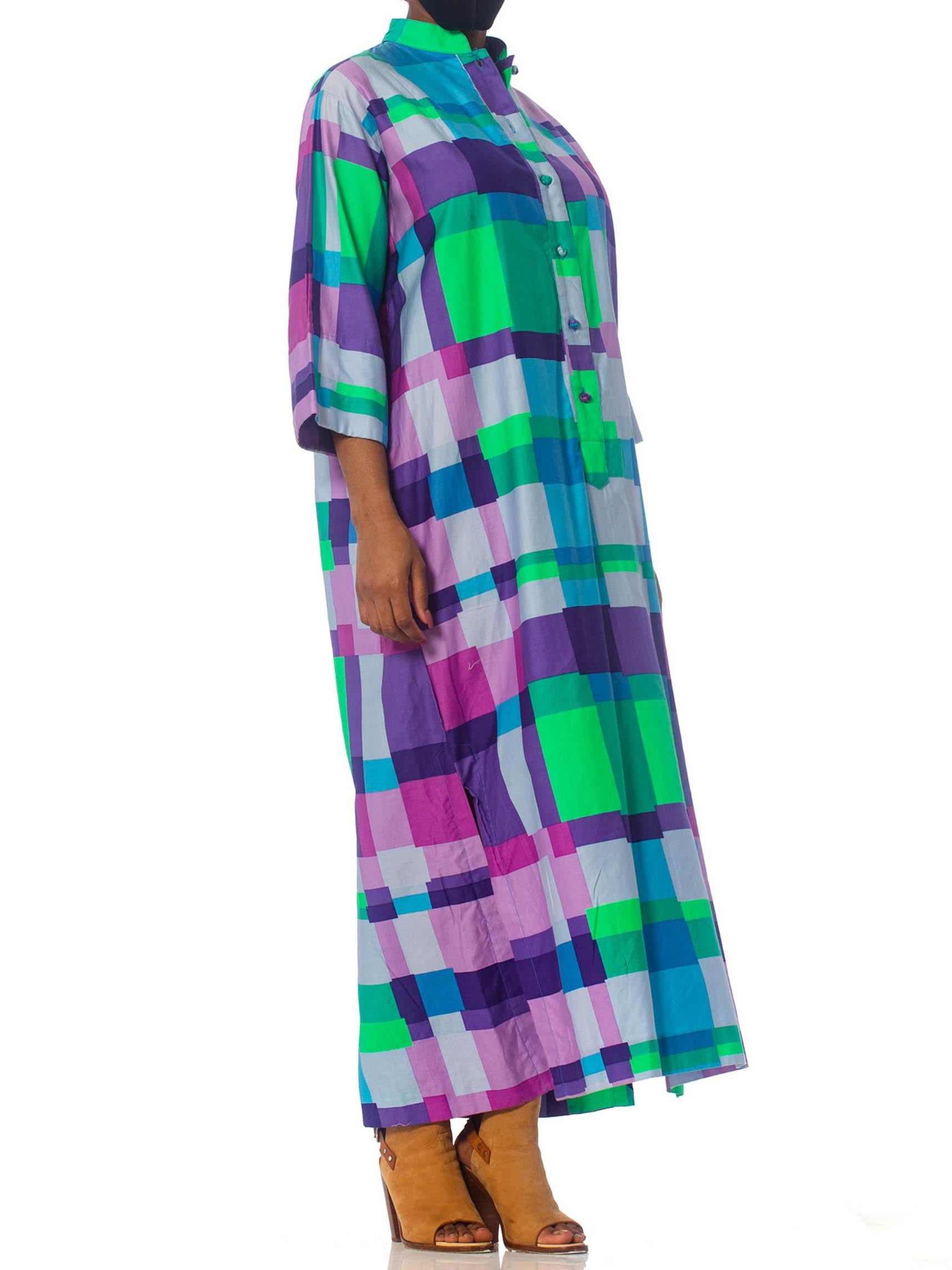 1960S Geometric Cotton Kaftan Dress 1