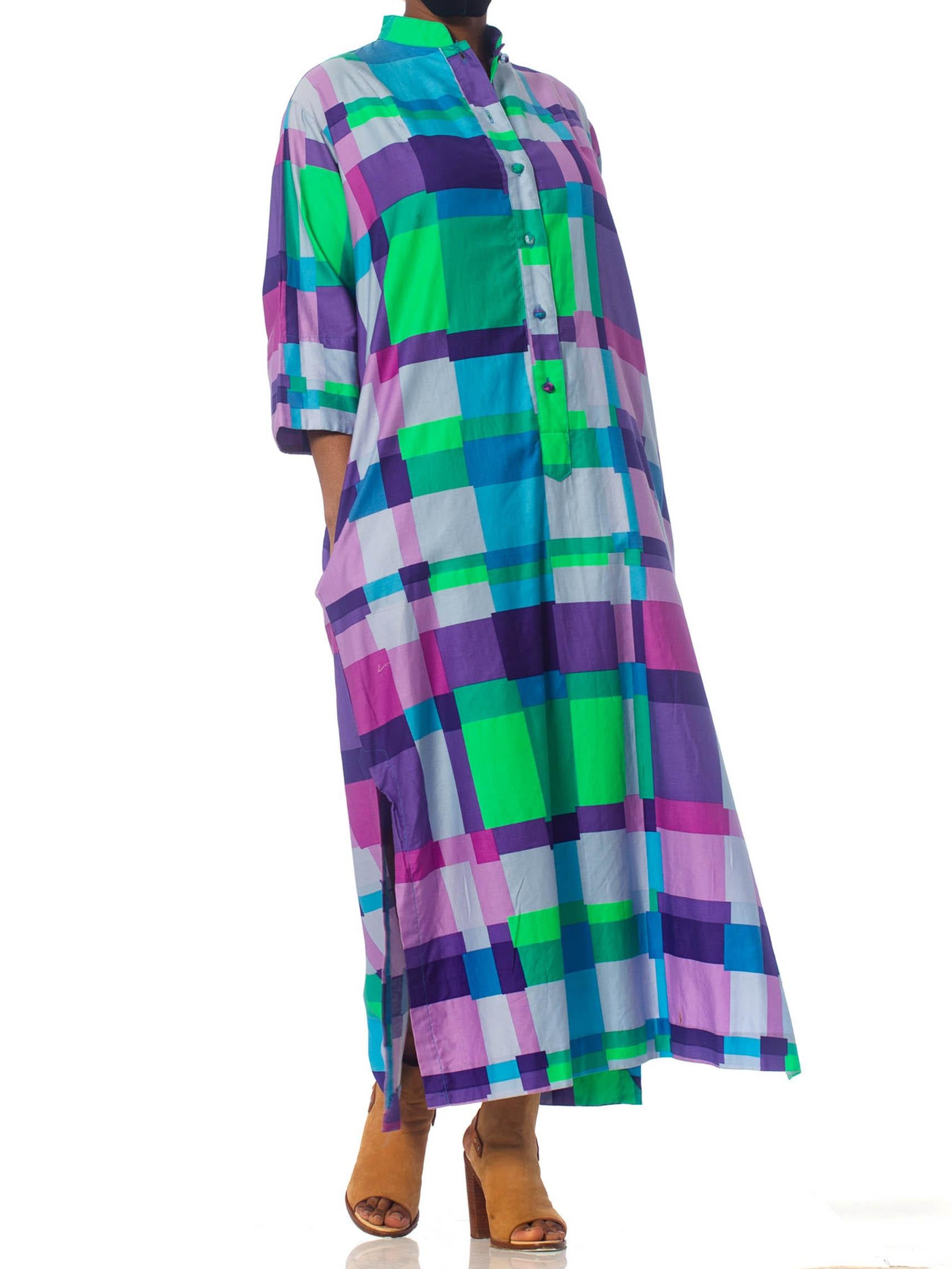 1960S Geometric Cotton Kaftan Dress 2