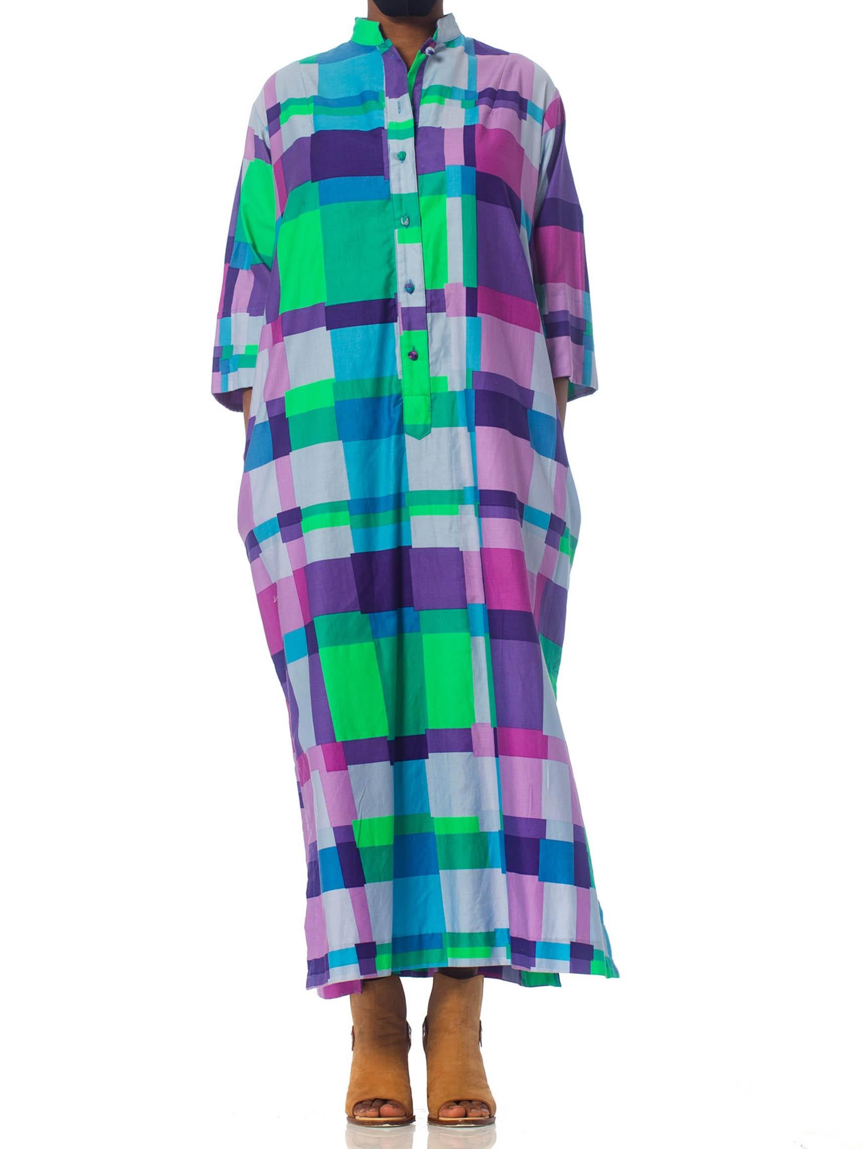 1960S Geometric Cotton Kaftan Dress 3