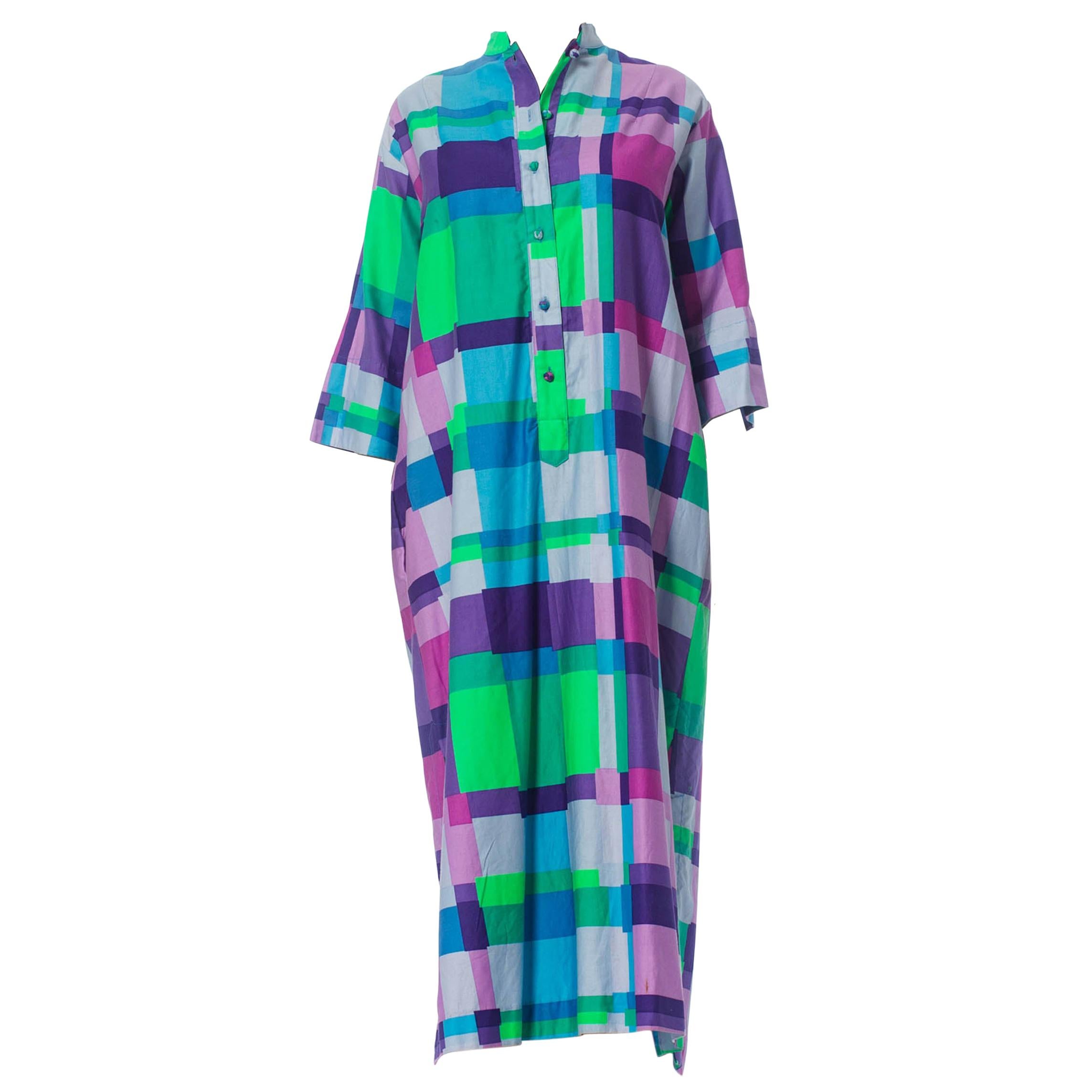 1960S Geometric Cotton Kaftan Dress For Sale