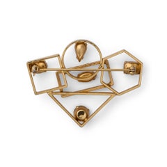 1960s Geometric Cut Out Brooch with Gemstones