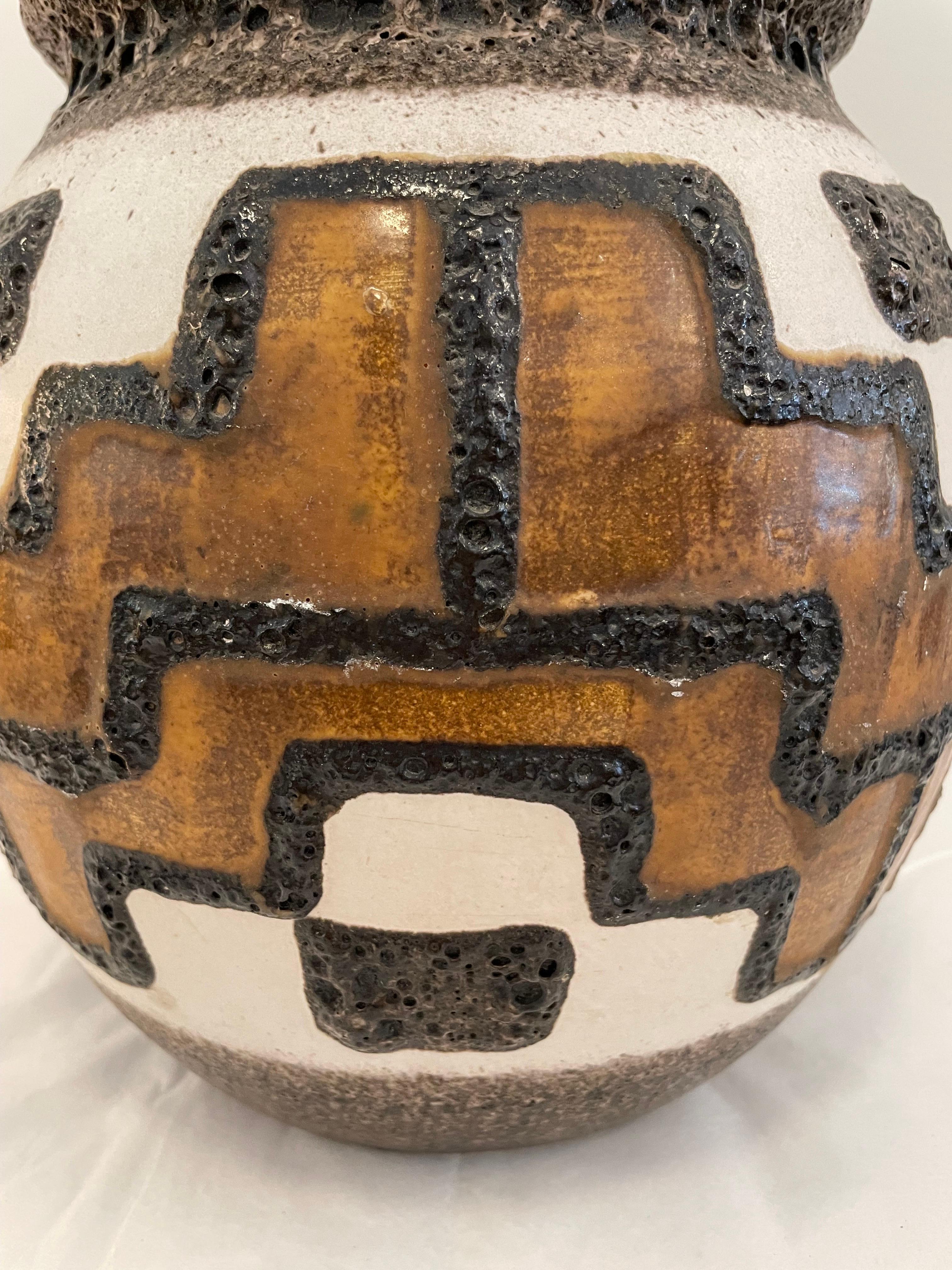 1960's Geometric Design Lava Pottery from West Germany In Good Condition For Sale In East Hampton, NY