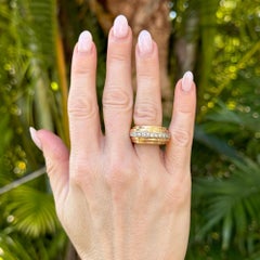 1960's Geometric Diamond 14 Karat Two Tone Band Ring Vintage
