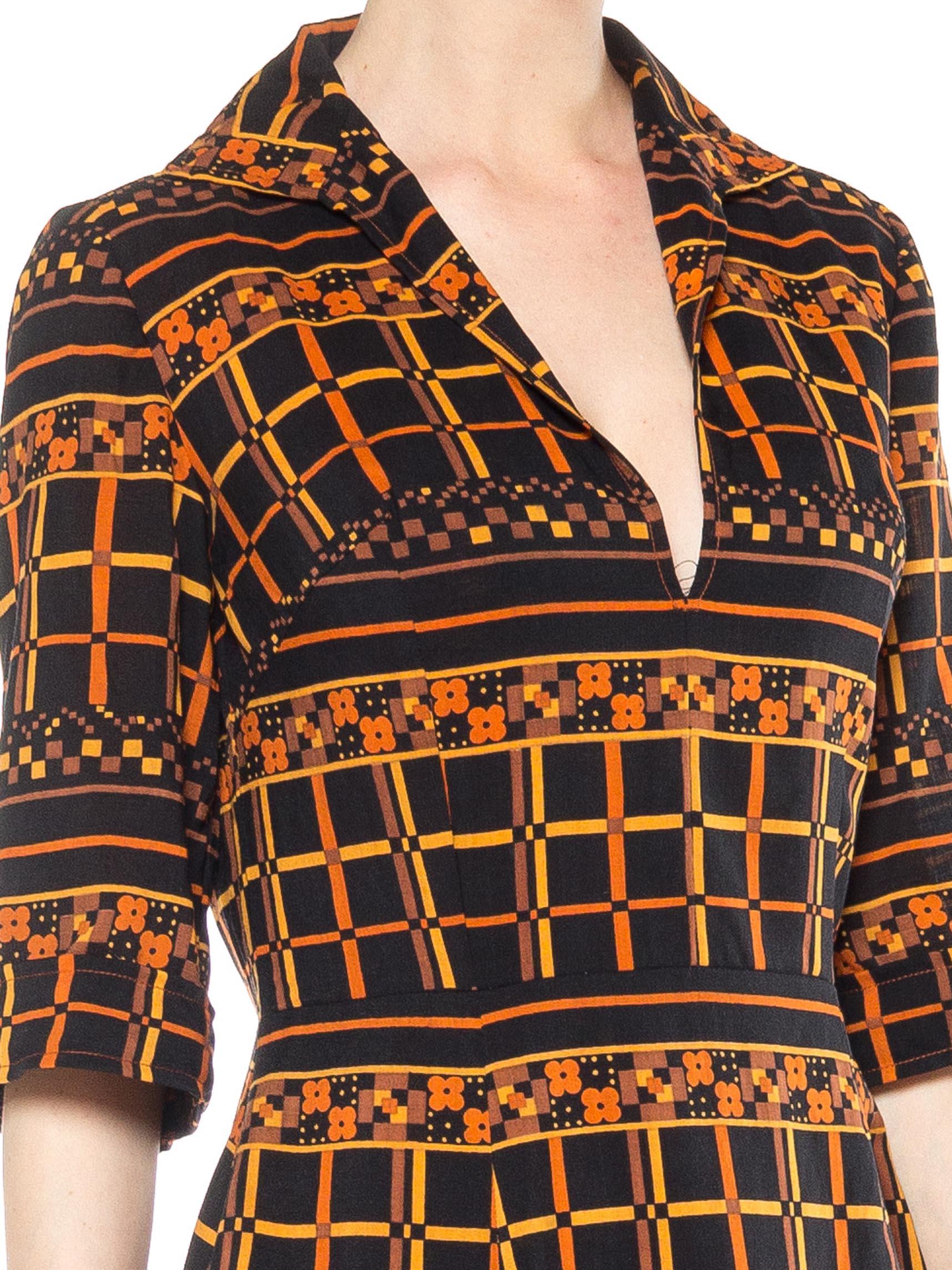 1960S Geometric Printed Wool Mod Dress For Sale 1