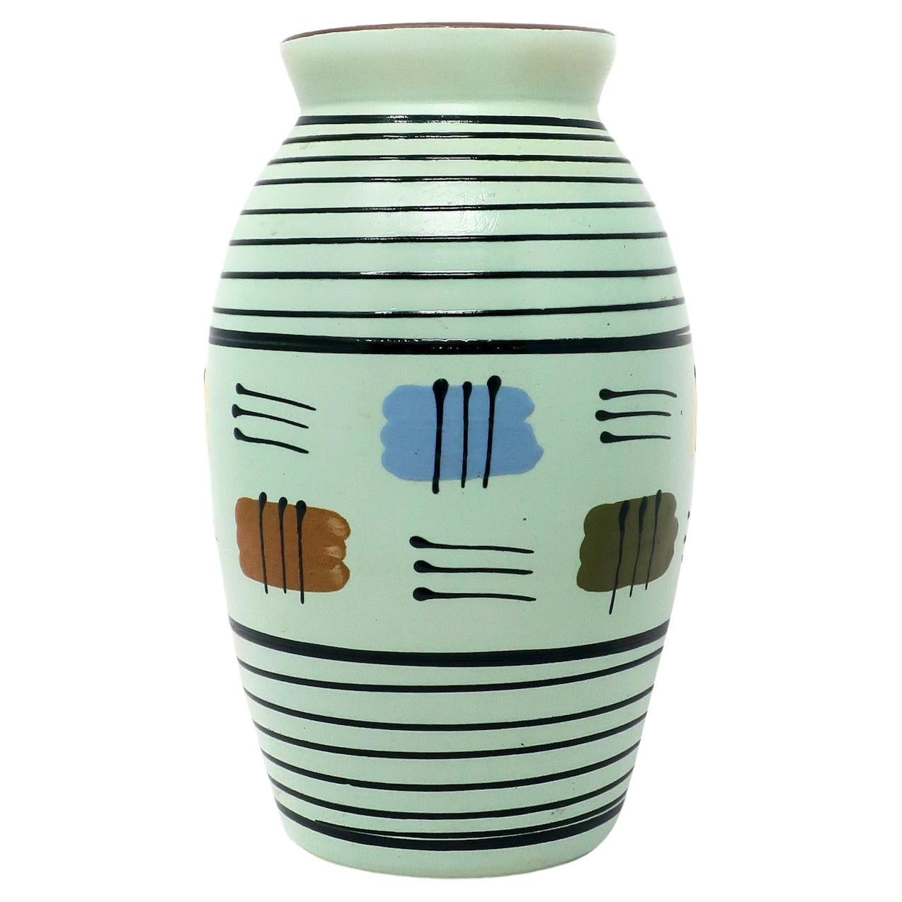 1960s, Geometric Striped MCM Ceramic Vase by Babbacombe Pottery For Sale