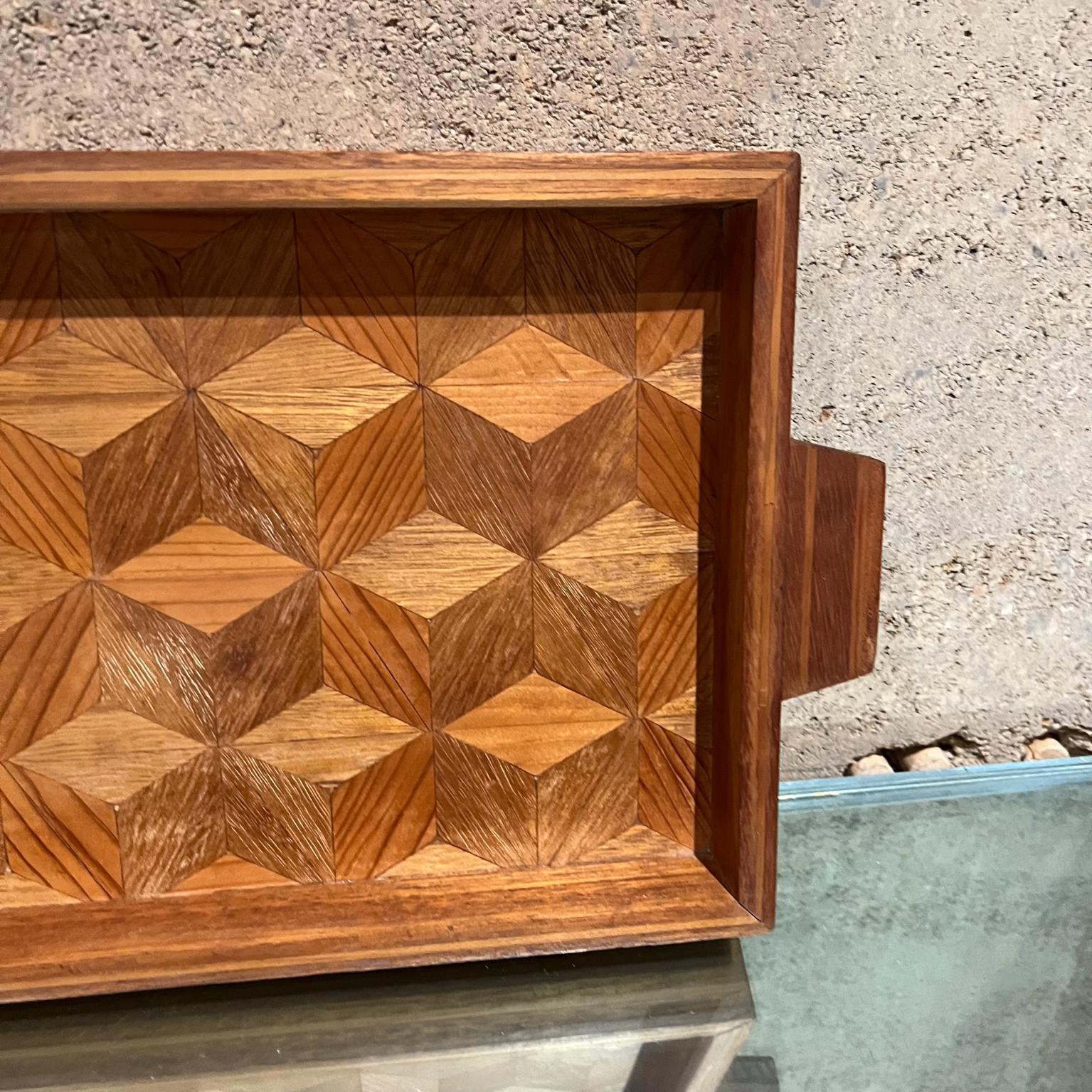 Mid-Century Modern 1960s Handcrafted Marquetry Wood Tray For Sale