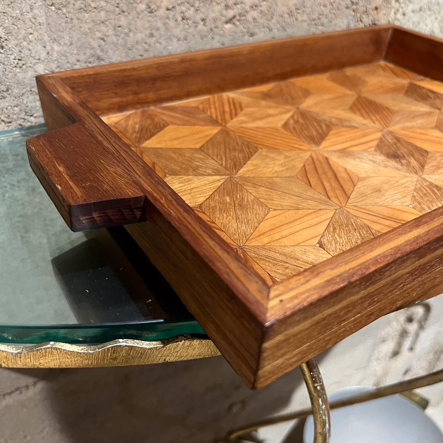 Mid-20th Century 1960s Handcrafted Marquetry Wood Tray For Sale