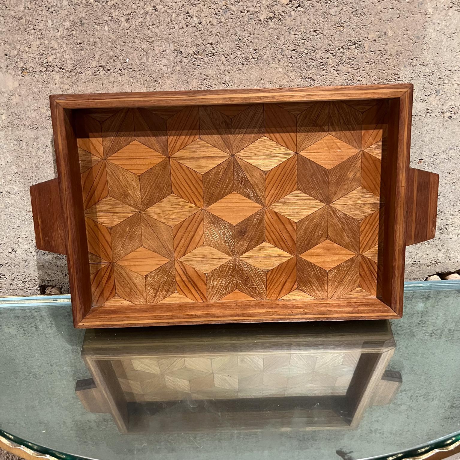 1960s Handcrafted Marquetry Wood Tray For Sale 2