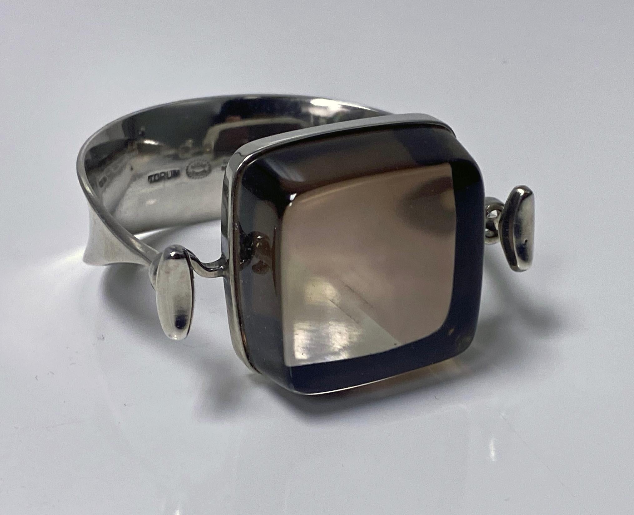Square Cut 1960's Georg Jensen Rock Crystal Bangle #203 Vivianna Torun