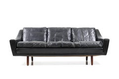 1960s Georg Thams Black Leather Three-Seat Sofa