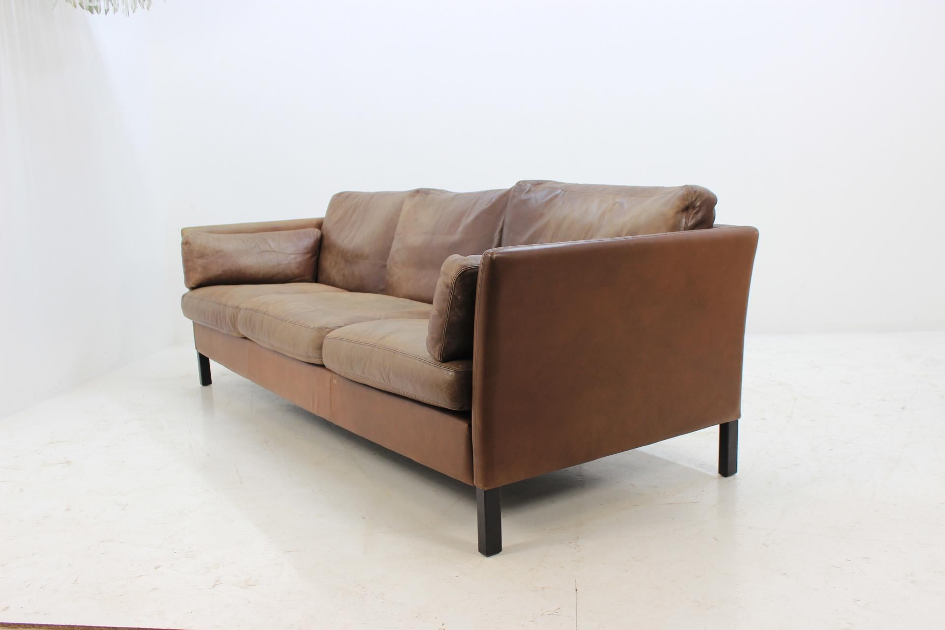Mid-Century Modern 1960s Georg Thams Danish Three-Seat Sofa in Brown Leather
